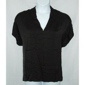 NEW NWT Black One Size Silky Satin Short Sleeve INEZ Italian Made Blouse SOFIA